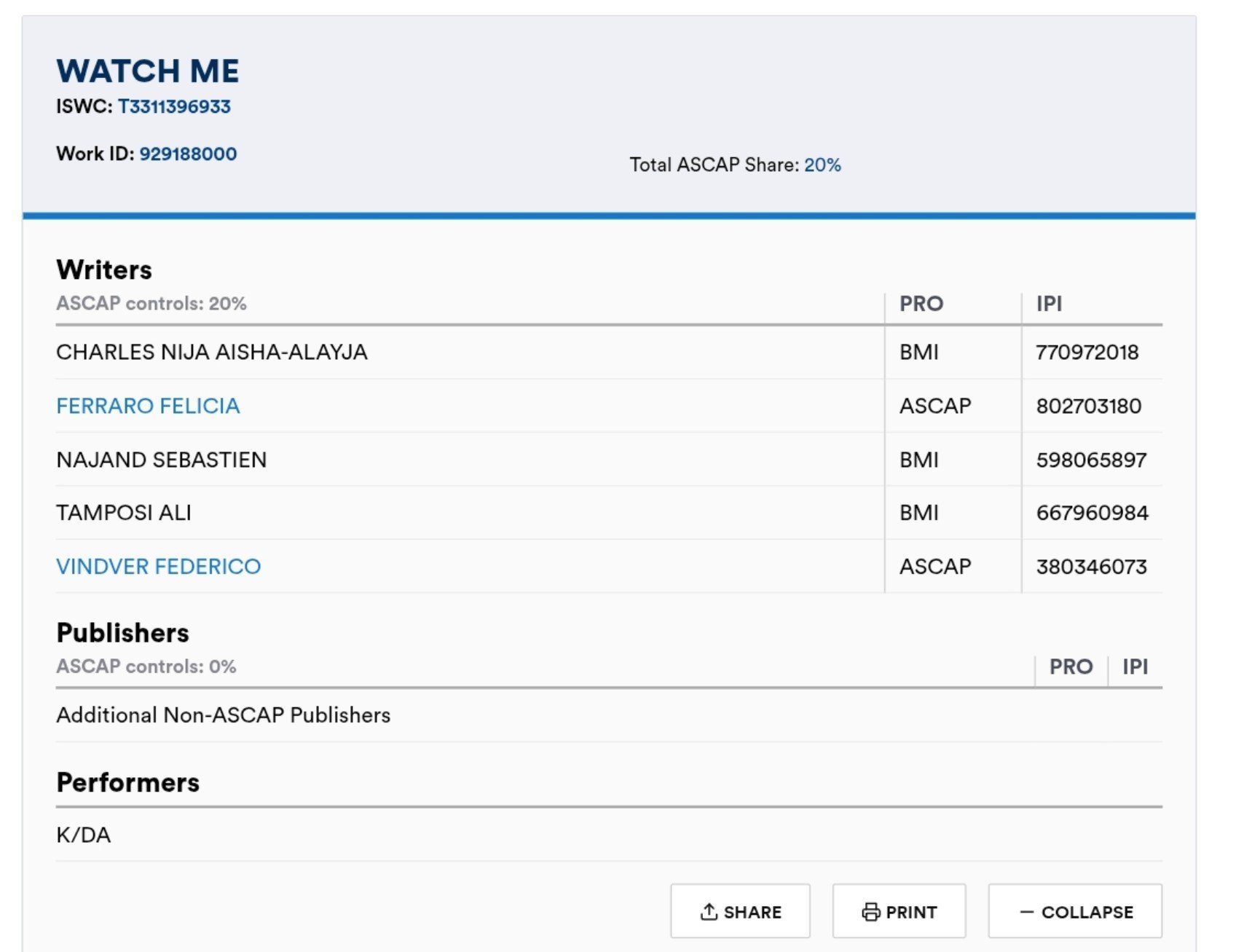 K/DA在版权网站上注册了一首新歌叫 《Watch Me》