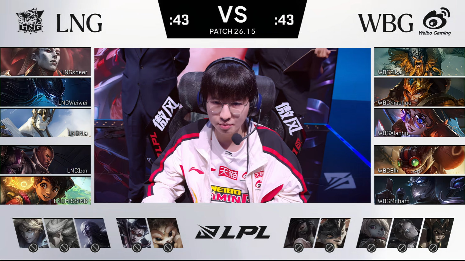 WBG 1:0 LNG,Xiaohao 获得本局 MVP
