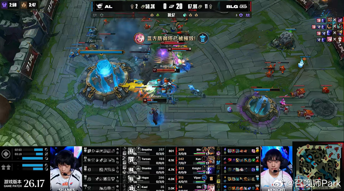 BLG 20比0 AL,Bin 率队胜决碾压