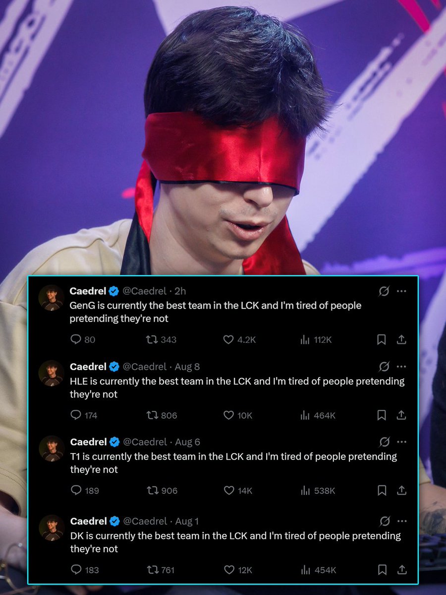LoL Esports 发布“如果近因偏差是一个人”图文消息