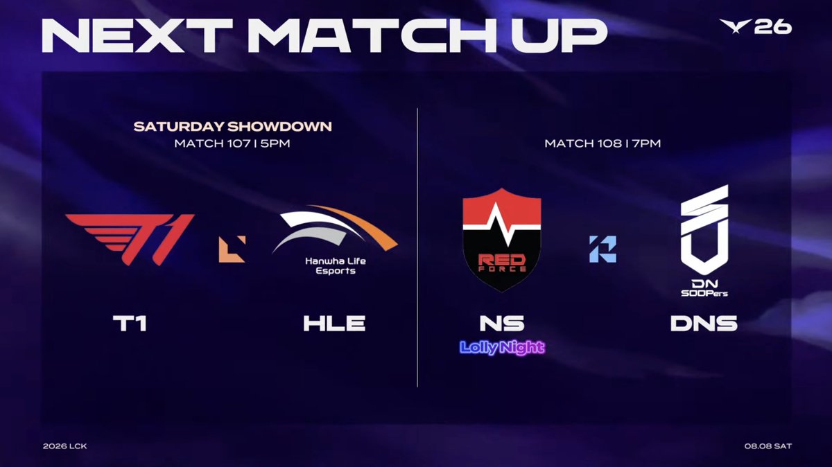 2026 LCK 第11周周六赛程预告